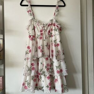 Wild Fable|Pink Floral Babydoll Tiered Mini Dress| Medium| EUC